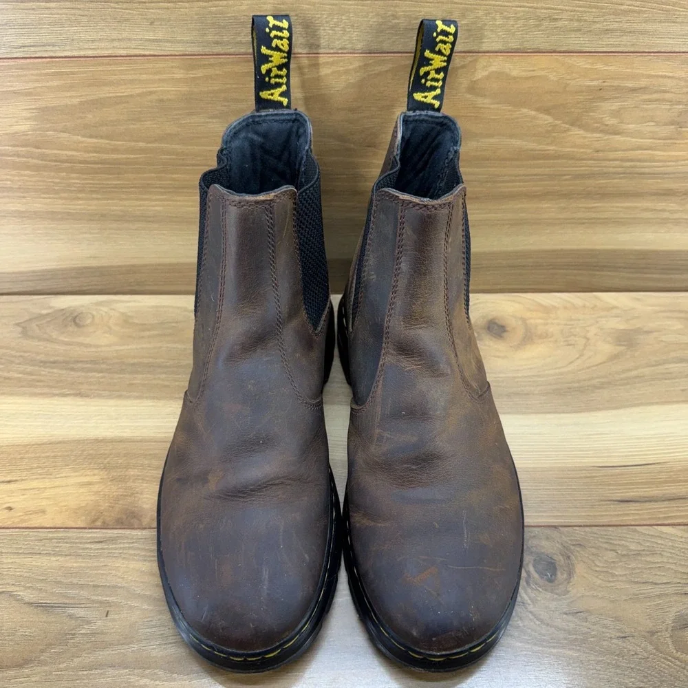 Dr Martens Embury Chelsea Boots Mens 9 Brown Leather Casual Modern Minimalist